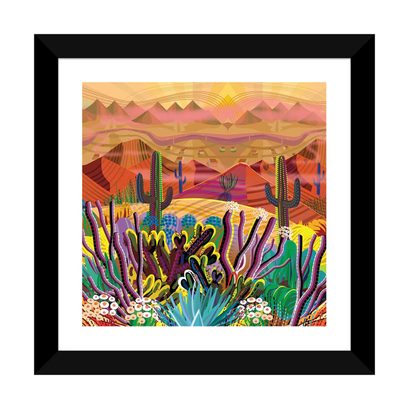 «Paradise Valley» par Charles Harker - impression d'art graphique, H 16 po x l 16 po x p 1 po, Papier encadré noir, Blanc