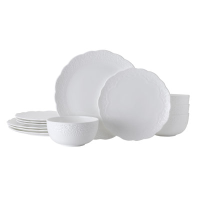 Mikasa Abigail 12-Piece Lightweight Chip-Resistant Bone China Dinnerware Set, Service for 4