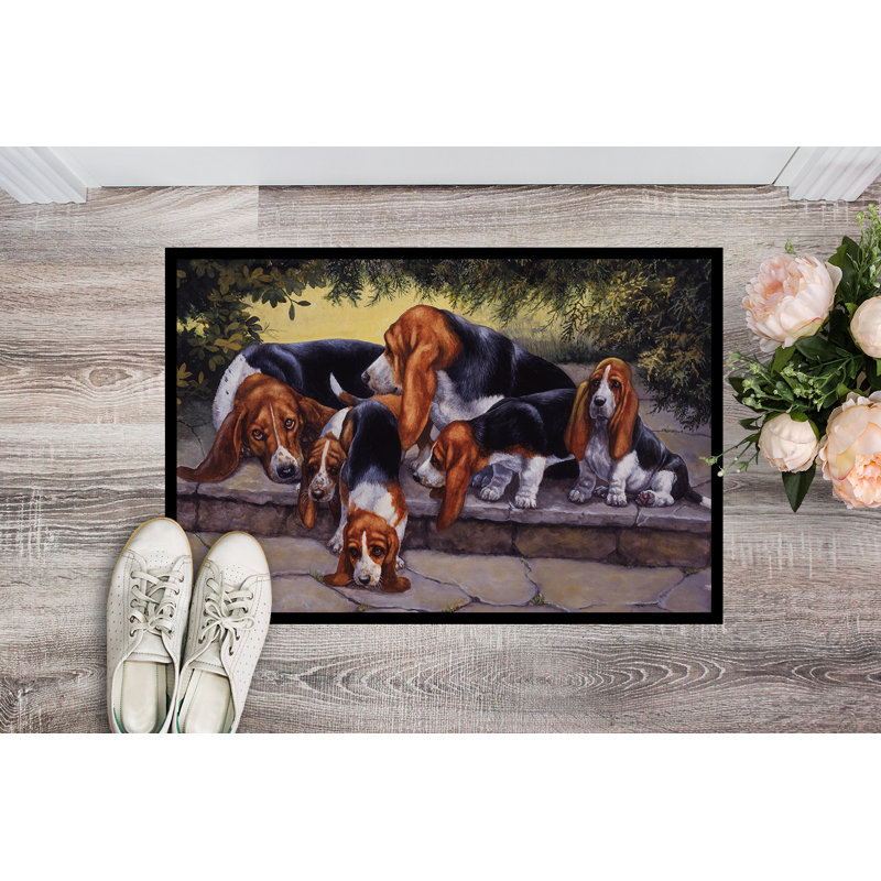 Paillasson de Basset Hound, Momma et Daddy, Rectangle 1 pi 6 po x 2 pi 3 po