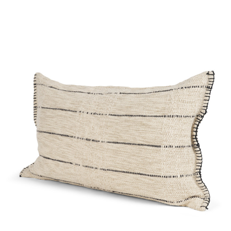 Housse de coussin Lyle avoine lombaire 14 x 26 avec rayures noires Lyle, 14x26