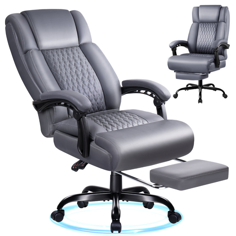 Home Office Ergonomic Reclining Executive Chair with Footrest, Gray