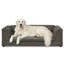 Canapé surdimensionné pour animaux de compagnie, canapé rectangulaire pour chien avec accoudoirs courbés, canapé confortable en tissu de lin pour chiens de grande taille et surdimensionnés