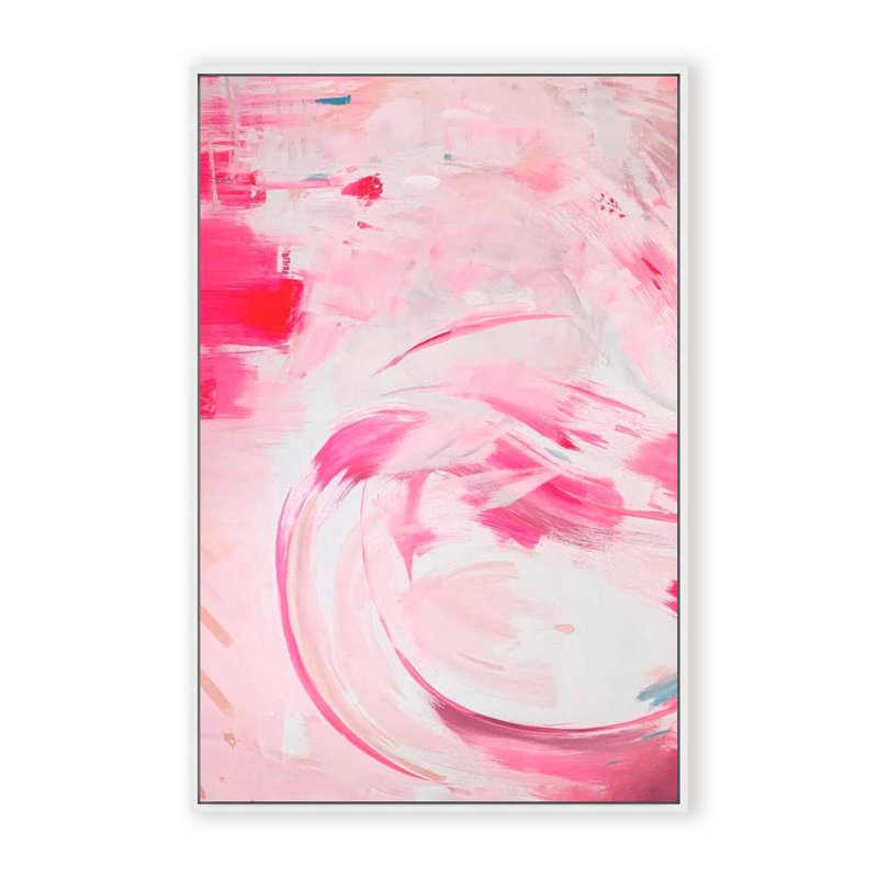 Abstract Fuschia I by  - Painting, 48" H x 32" W x 2.375" D, Framed Canvas, White