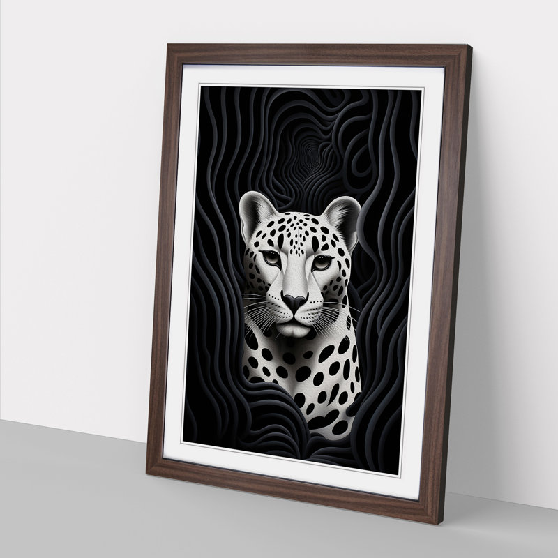 Cheetah Op No.3 - Single Picture Frame Print on Wood, Walnut Framed, 34cm H x 25cm W x 2cm D