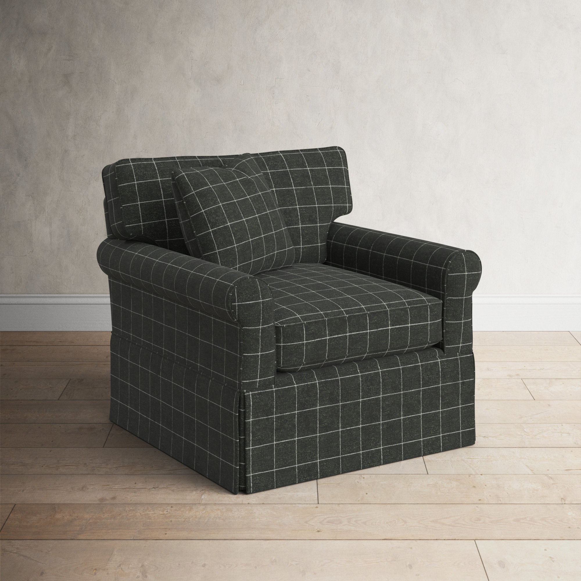 Reta Upholstered Armchair, Savane 45 Charcoal Plaid