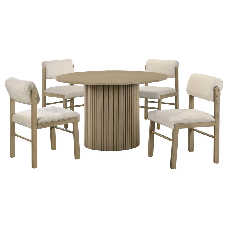 Ensemble de salle à manger 5 pièces Vinga, Natural Oak, Cream/Natural Oak