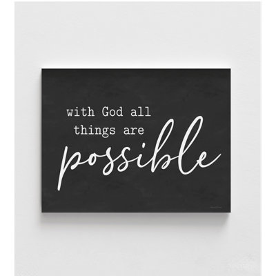 With God All Things Are Possible, God Poster Print, Positive Christian Wall Decor, Black And White Catholic Living Room Wall Art