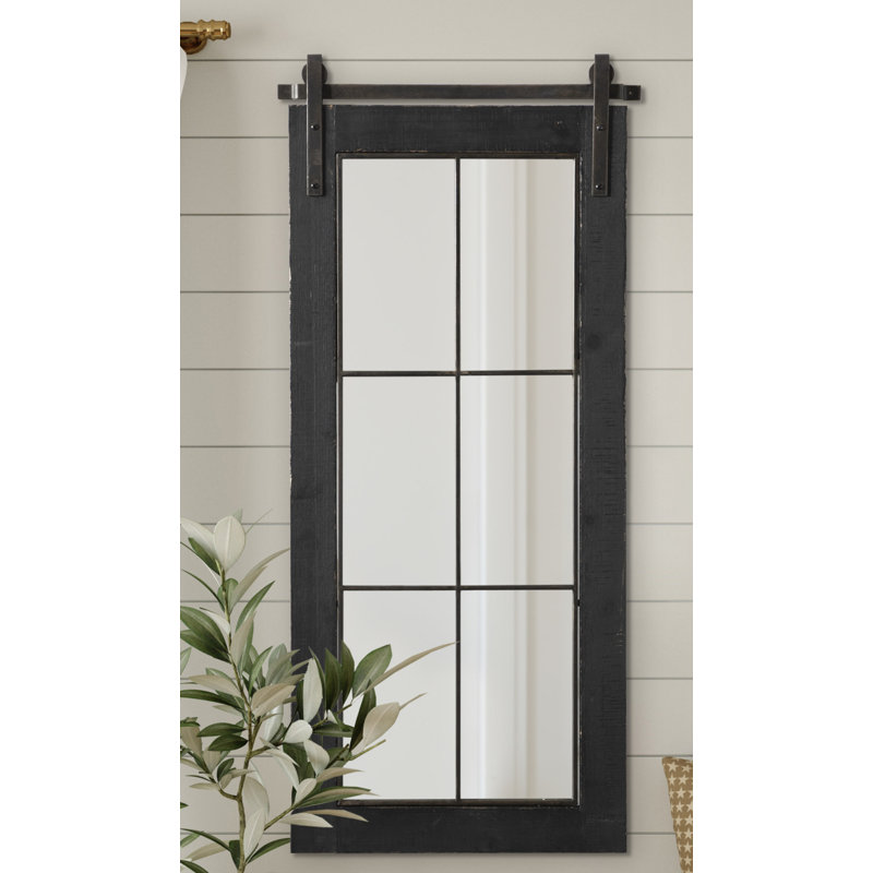 Enora Wood Rectangle Mirror, Black, 37" x 22"
