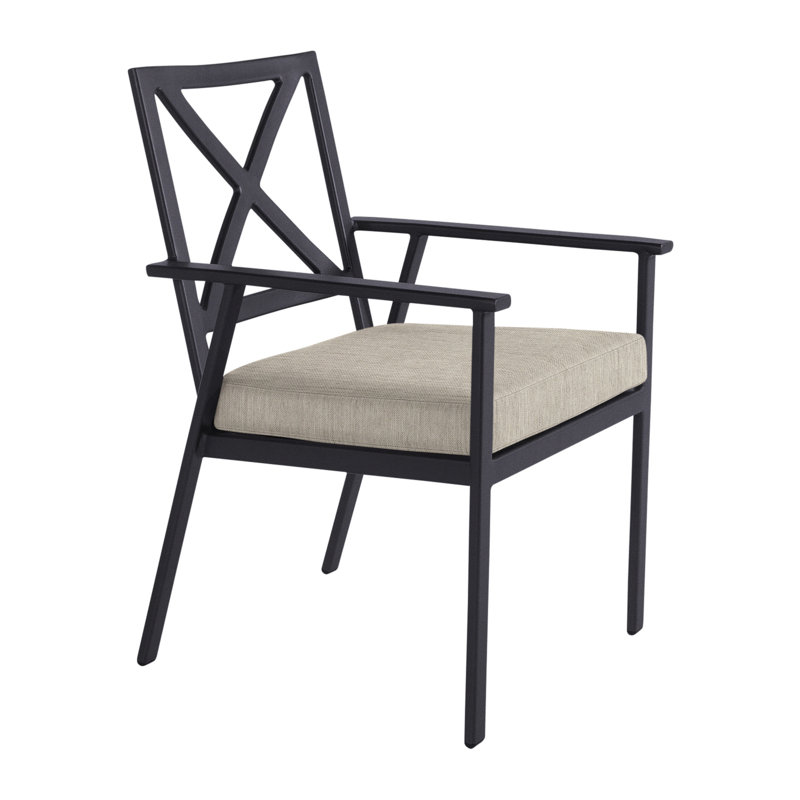 Marin Outdoor Dining Armchair, Graphite, Flagship Stone Sunbrella®