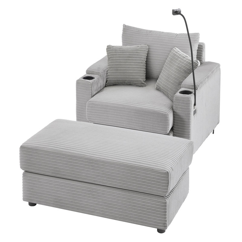 Style moderne de 41,7 po avec espace de rangement, coussins de dossier souples et moelleux et deux ports pour le salon Relax