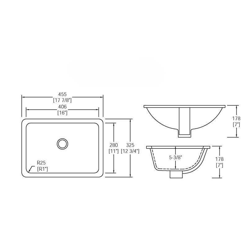 NOBLE 1611W Rectangular Undermount Bathroom Sink