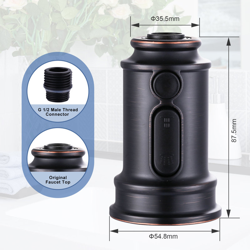 Robinet de cuisine en acier inoxydable de remplacement 3 modes avec 9 adaptateurs, Bronze frotté à l'huile