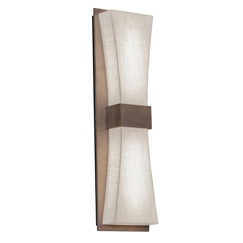 Plafonnier encastré 1 lumière DEL Jettie, Gris patiné, Blanc lin