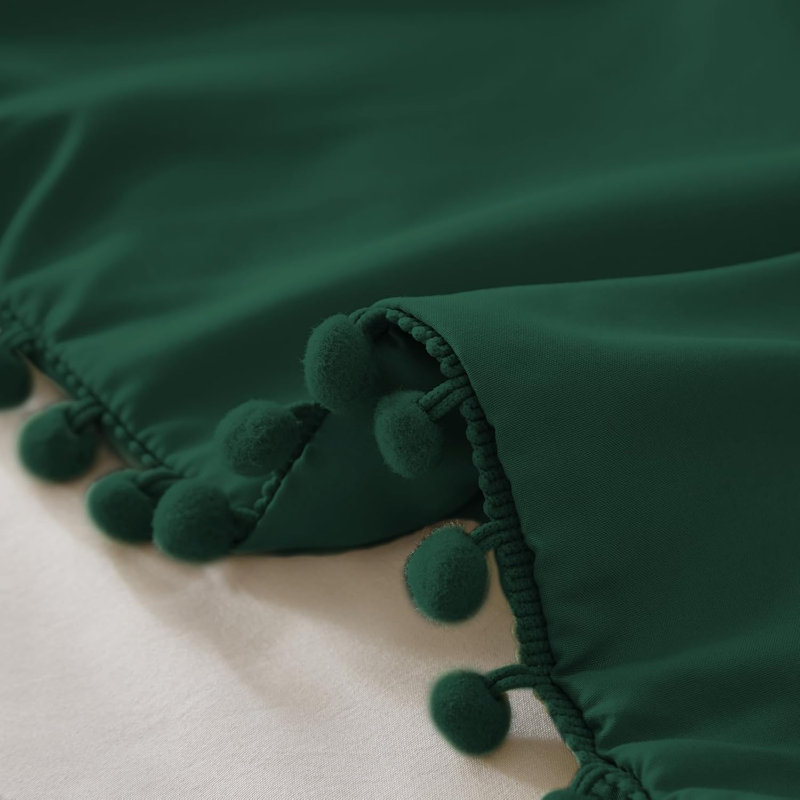 Polyester Solid Colour Duvet Cover with Pillowcases, Emerald Green