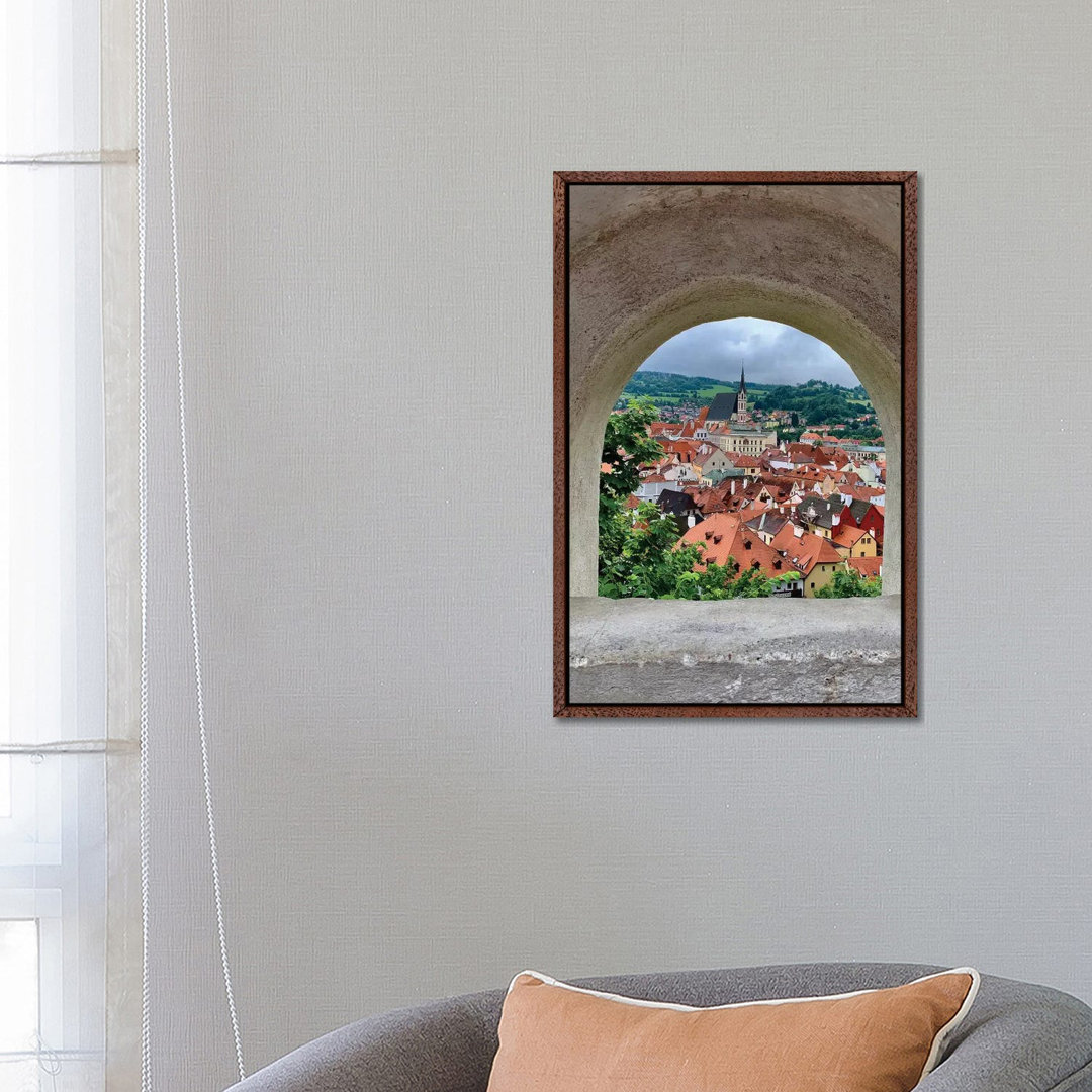 Village Through The Window von Susan Vizvary - Galerie-verpackte Leinwand Giclée auf Leinwand