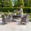 Round Metal Outdoor Dining Table With Umbrella Hole , cm W cm D-990272273-990269440
