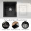 Évier de cuisine simple 15 po x 20 po en composite de quartz noir avec accessoires
