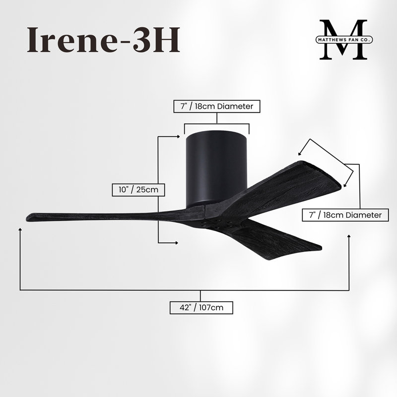 Irene Ceiling Fan, Matte Black, 42", Matte Black
