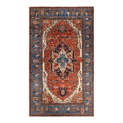 Gurban Serapi, One-of-a-Kind Hand-Knotted Rectangle Rug - Blue/Orange/Black/Ivory, 8'1"" x 13'10 -  Isabelline, EDDDABA210D847FDA4B672299682341E