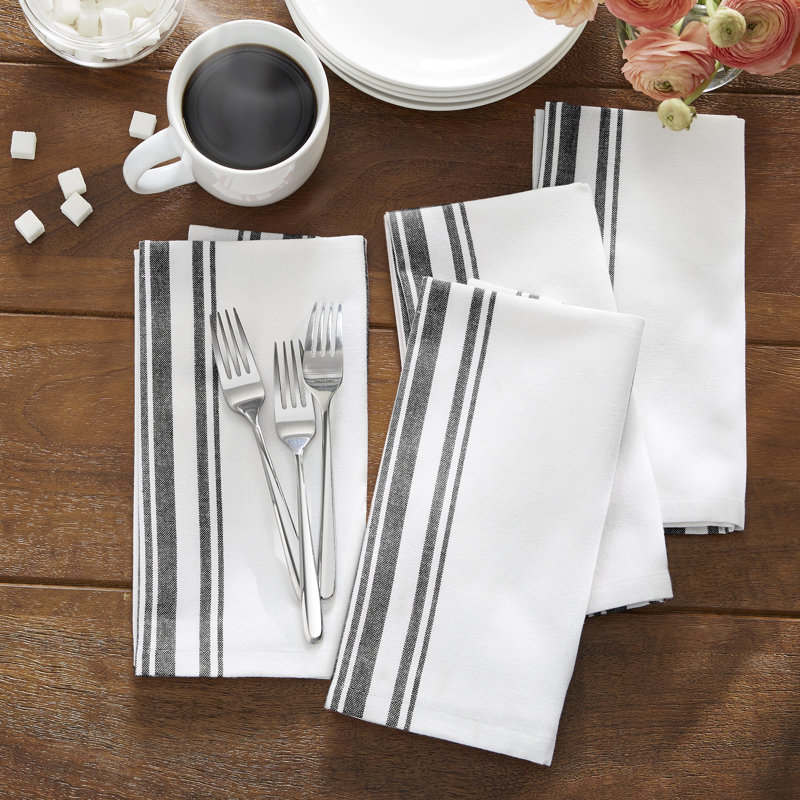 Serviette de table 20 po Rose Farmhouse Living Homestead, Noir / blanc