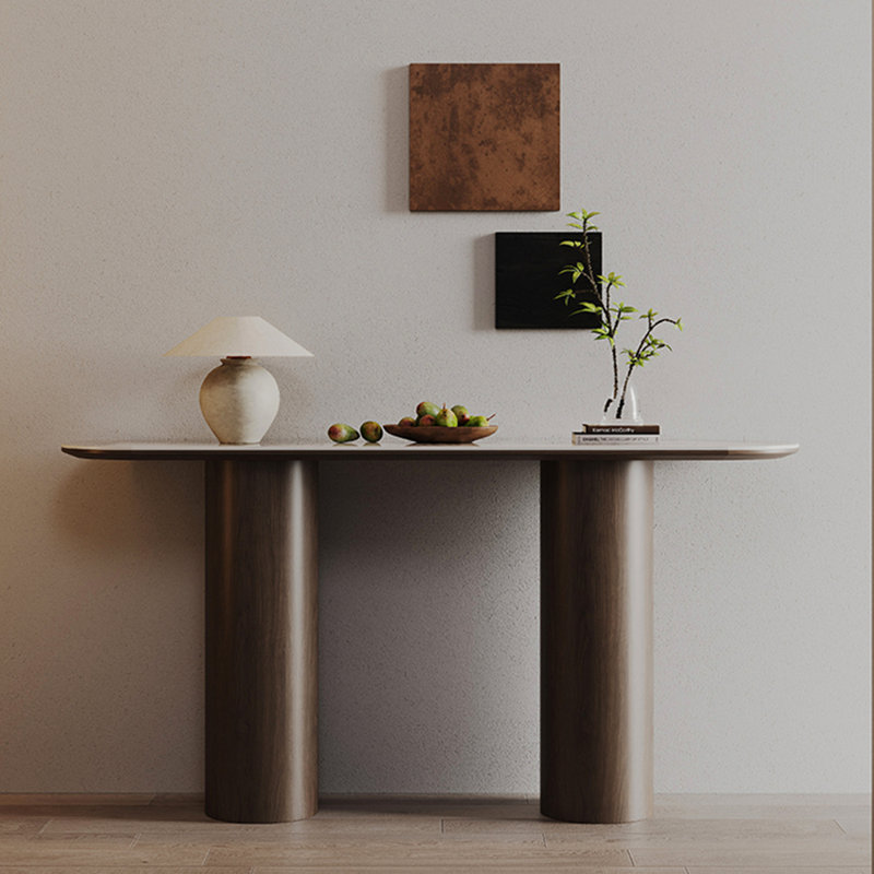 Simple retro oval console table, 33.5" H x 70.9" W x 15.7" D
