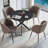 5 Piece Round Dining Table And Chair Set, Sherpa Armchairs With Black Table-1851308485-1851308480