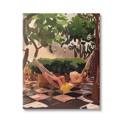 «Woman Lounging Hammock Tropical Summer Holiday Scenery» par Amelia Noyes - impression