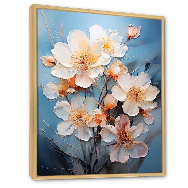 «Soft Neutrals White White Daffodils Bloom», reproduction sur toile, Cadre naturel flottant, H 20 po x l 12 po x P 1 po
