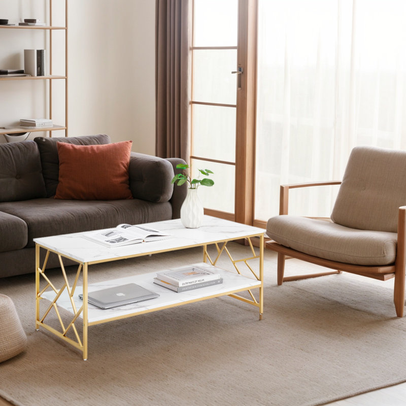 Alleyna Coffee Table with Storage, Gold