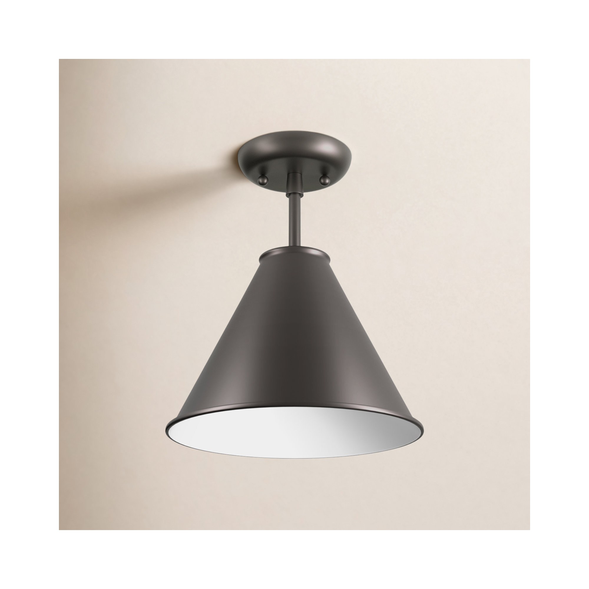 Dimson Single Light Metal Semi Flush Mount, Bronze