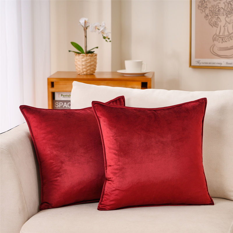Velvet Reversible Throw Pillow, Wine Red