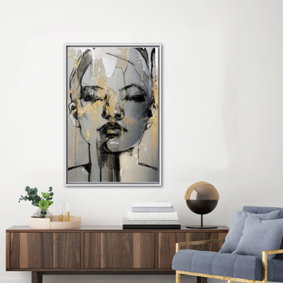 Abstract Woman Face Wall Art - Trendy Canvas Print Gift for Modern Home Decor