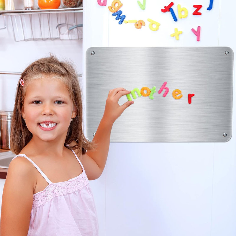 2 Pack Metal Magnet Boards 17.7 X 11.8 In Stainless Steel Message Board With 8 Pack Lock Tapes And Screws Magnet Bulletin Board To Display For Memo To Do List Refrigerator Compartment Cabinet