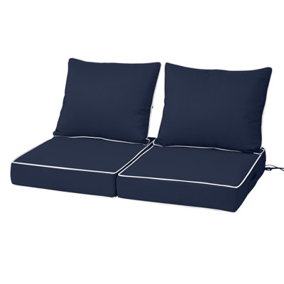 25.6 x 25.6 In Patio Furniture Cushions set of 2, Fade Resistant Outdoor Seat Cushions witj 4 pairs of Ties, Deep Seat Cushion for Seat Patio Chairs, Rattan Furniture, Wicker Seating, outdoor Adirondack Chair, Navy Bluenavy Blue