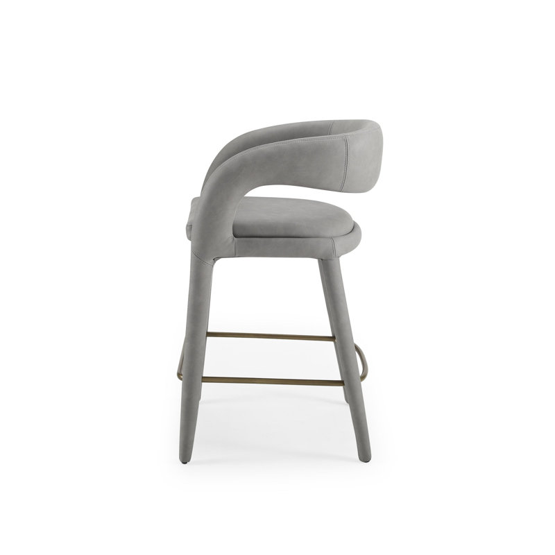 Freestyle 25.6'' Vegan Leather Counter Stool, Gray, 25.6''