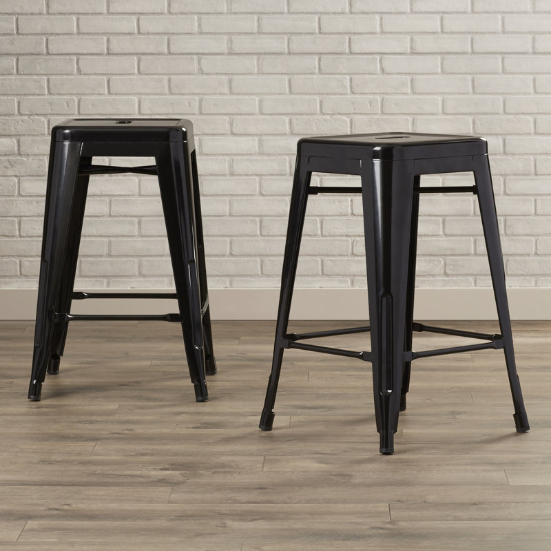 Delavan Counter Stool with Metal Frame, Black