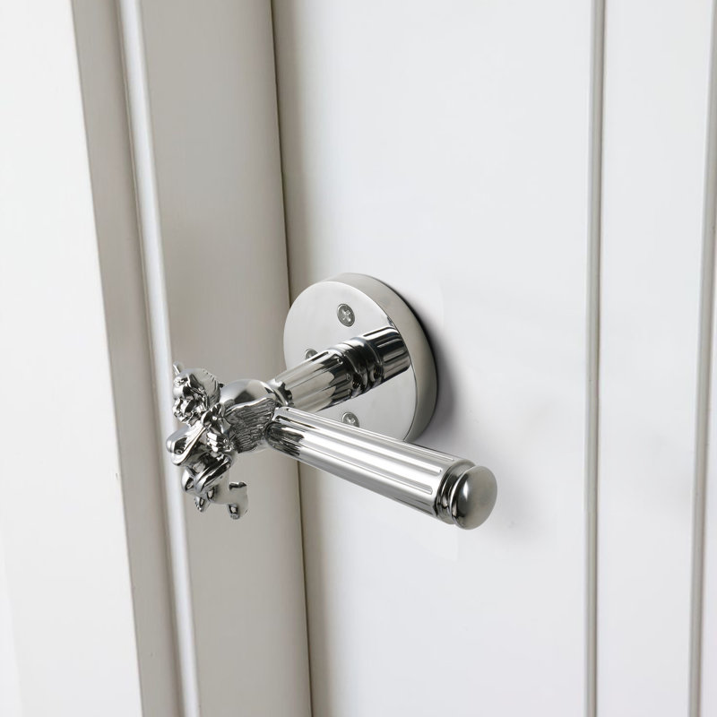 Levier de porte sans clé en forme d'ange, Chrome poli