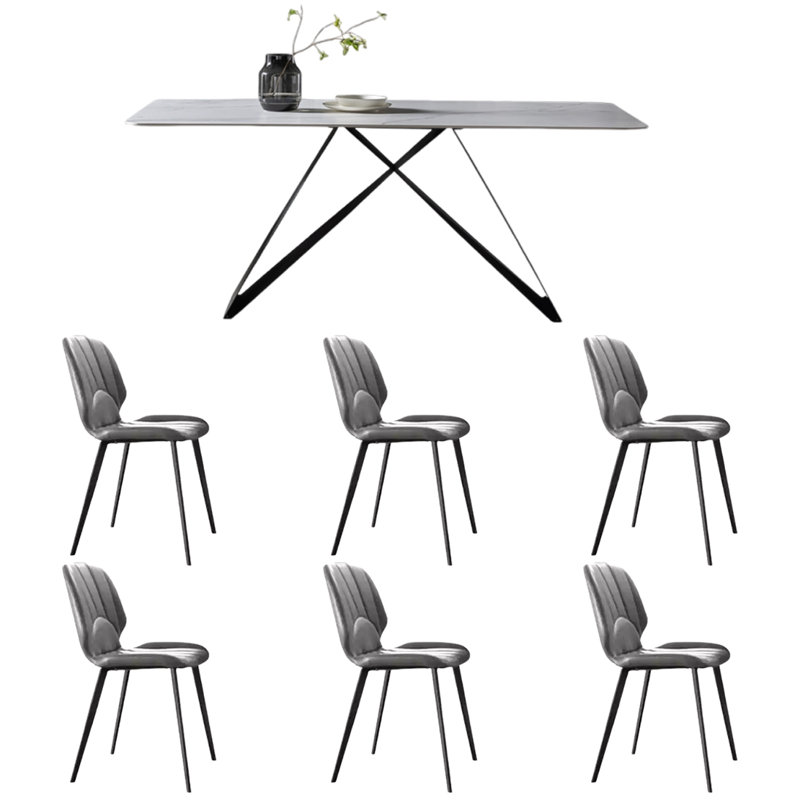 Table et chaise de salle à manger pour famille exquise, H 29,5 po x L 78,7 po x l 39,3 po
