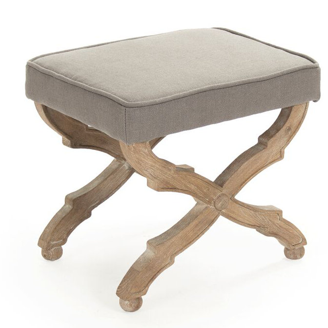 Elof Upholstered Bench, 16" H x 20" W x 18" D, Gray/Brown