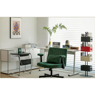 Criss Cross Armrest Office Chair with Wheels – Modern Velvet Upholstery