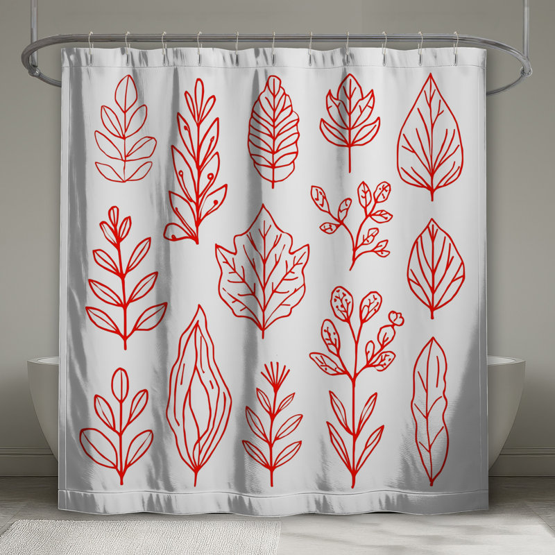 Rideaux de douche Red Leaf Illustration, 70 po l x 72 po H