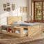 Lit plateforme simple avec lit gigogne escamotable et armoire de rangement intégrée, structure en bois de pin massif, aucun sommier requis, capacité de 350 lb, structure de lit peu encombrante-129160746-129160747