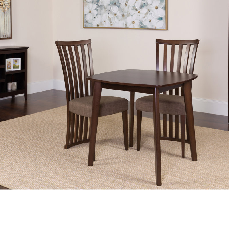 Ensemble de salle à manger en bois massif 3 pièces Hulsey, Espresso
