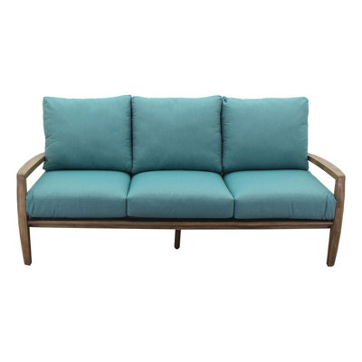 Shivers Courtyard Teak Patio Sofa with Sunbrella Cushions
