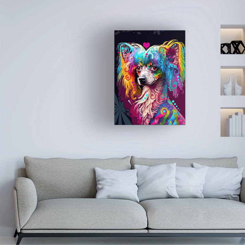 Bolog Dean Russo Chinese Crested Canvas Art, 32" H x 24" W