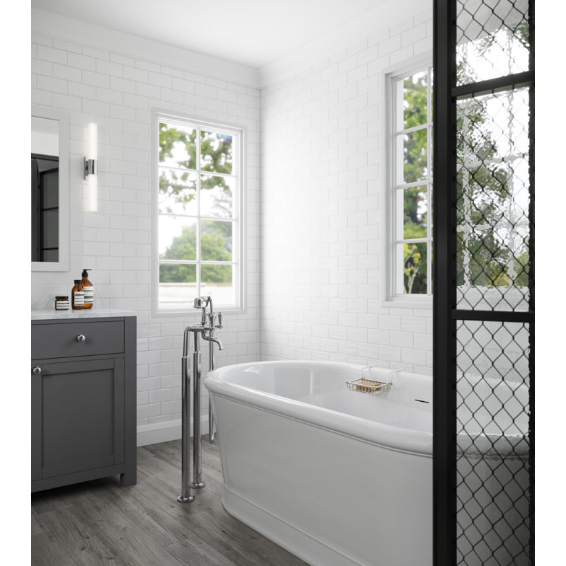 Bec de baignoire fixé au sol, Chrome poli