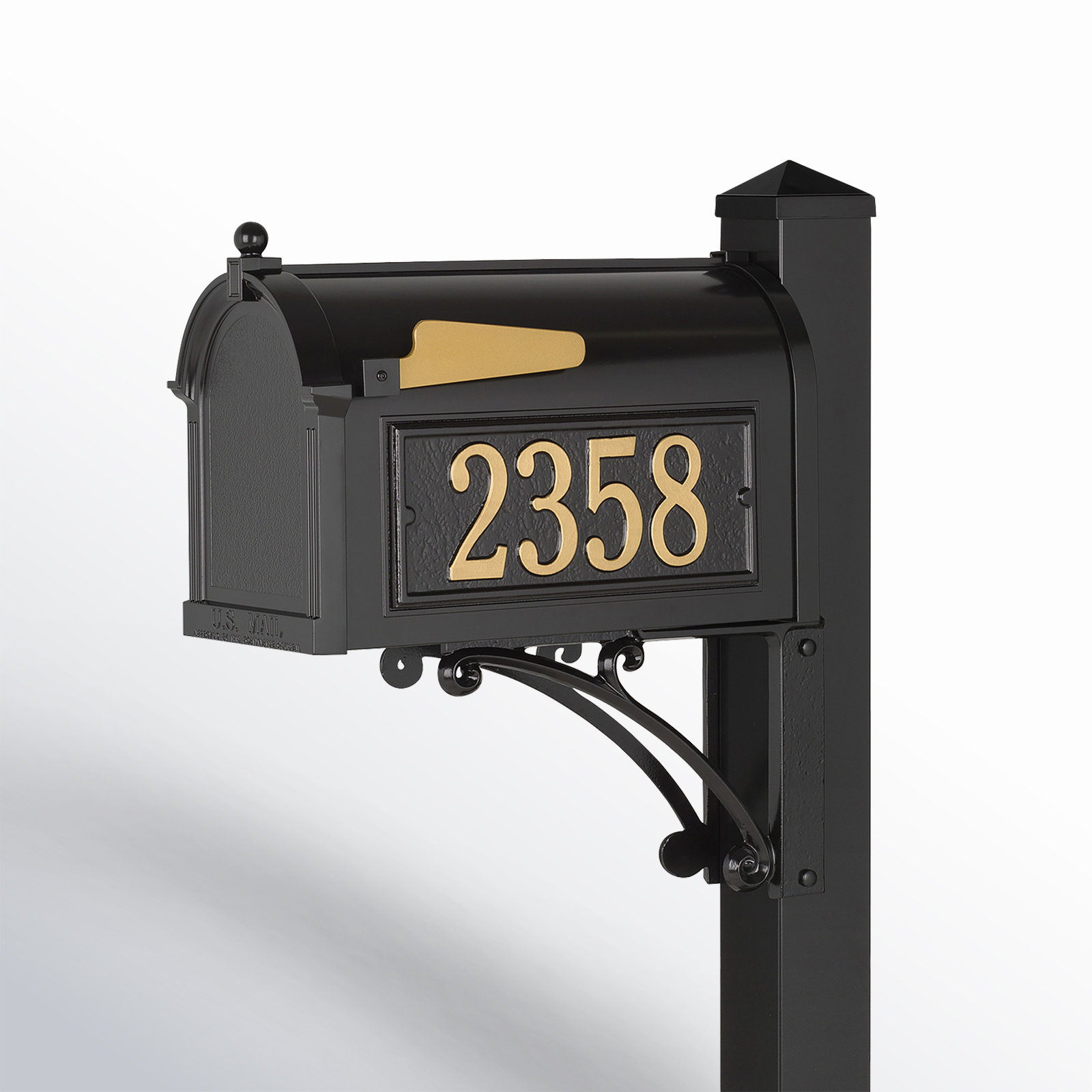 Superior Post-Mounted Mailbox, Black, Yes