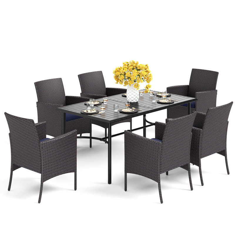 Argyri 6 - Person Patio Dining Set with Rectangular Table , Cushions Included