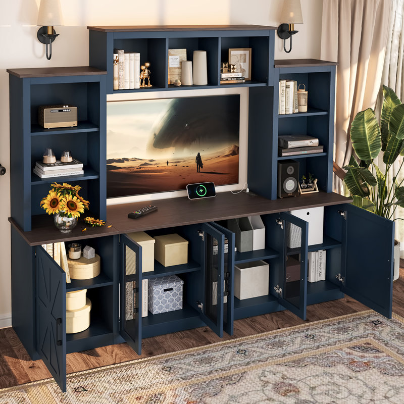 Meuble audio-vidéo avec station de charge et chargement USB pour le salon