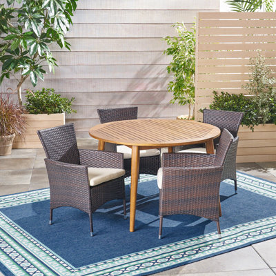 Ensemble repas d'extérieur 5 pièces avec coussins Cambriah